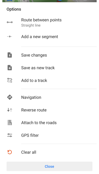 Plan a route android-options