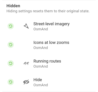 Profile Configure map menu Reset Android