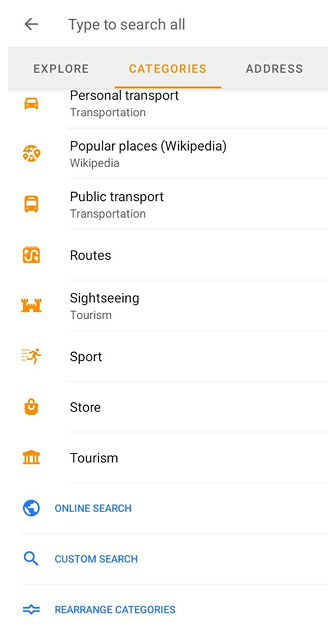 Search POI list Android
