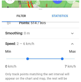 GPS-Filter-Geschwindigkeitsnummern Android