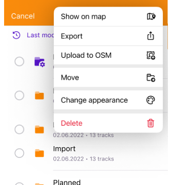 Meine Orte Tracks iOS