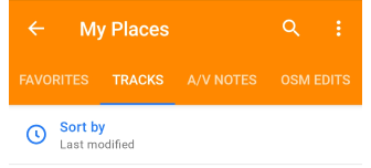 Suchfunktion für Tracks in Meine Orte Android
