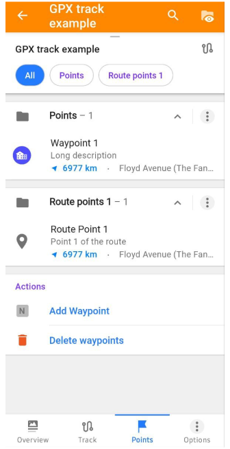 Kontext-Track-Menü Punkte Android