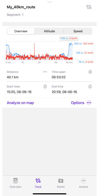 Kontext-Track-Menü Diagramme iOS