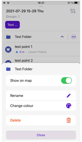 Track-Menü Gruppenmenü iOS