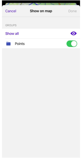 Track-Menü Gruppe Karte iOS