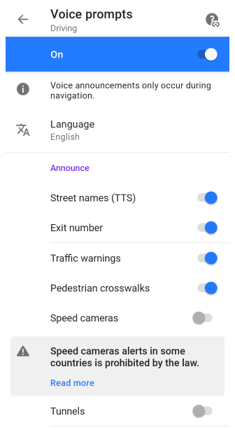 Configuración de navegación por voz Android
