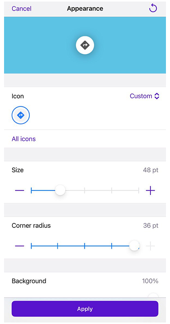 Apparence des boutons de la carte