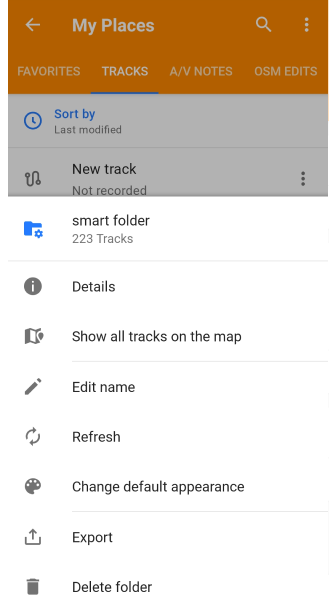 Mes lieux Gestion des Dossiers intelligents Android