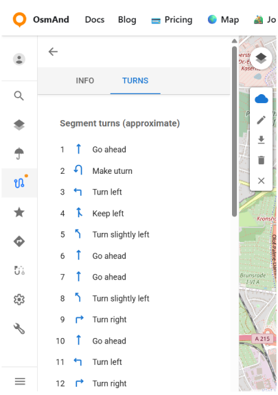 OsmAnd Web cloud GPX edit