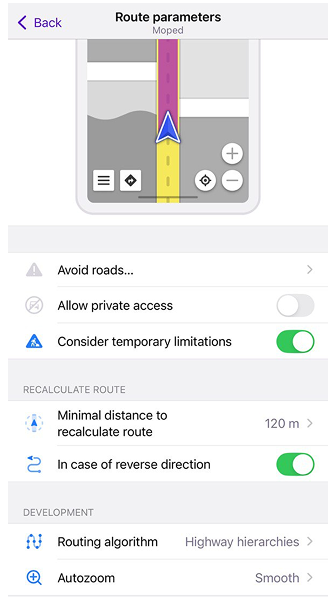 Налаштування навігації для мопеда iOS