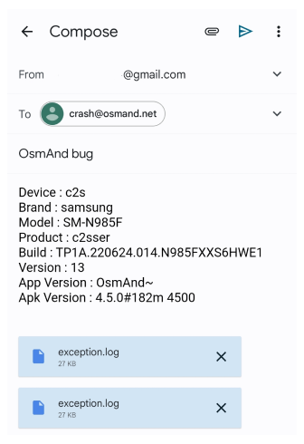 Надсиланн�я журналів збоїв з Android 2