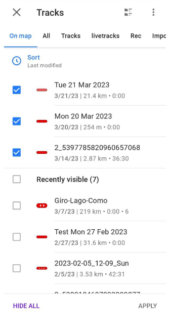 Налаштувати треки на карті Android