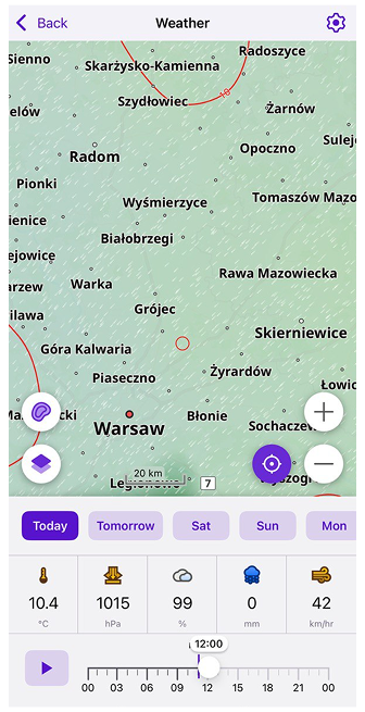 Панель погоди в iOS