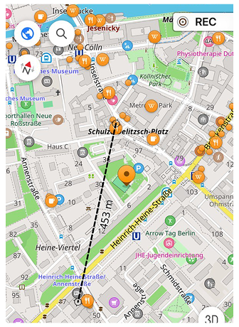 المسافة بالنقر iOS