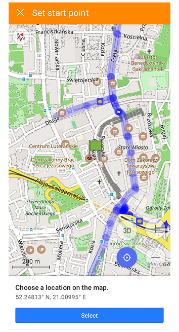 Select on the map