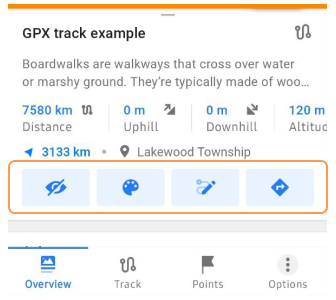 Track context menu overview Android 3