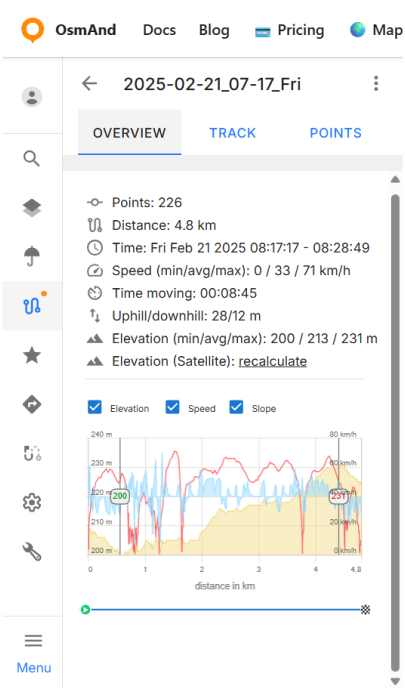 OsmAnd Web Cloud-GPX-Bearbeitung