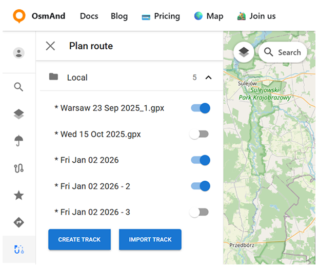 OsmAnd Web Neue Route erstellen