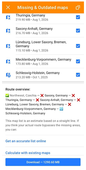 Meldung keine Karten beim Erstellen der Navigation Android 5