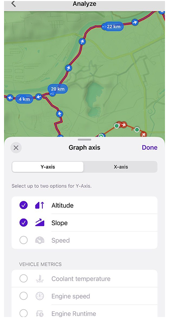 Track-Menü auf Karte analysieren