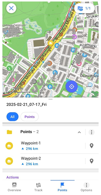 Kontext Track-Menü Punkte Android