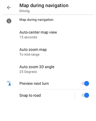 Pantalla del mapa durante la navegación