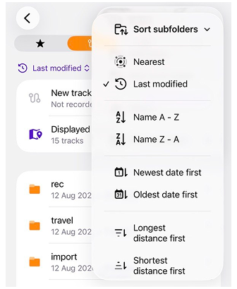 Función de ordenación de tracks en Mis Lugares iOS