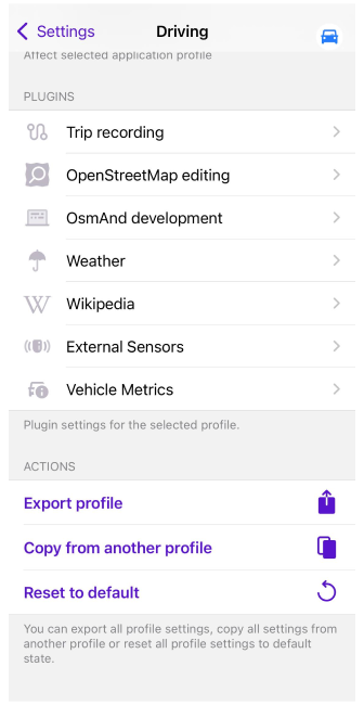 Complementos de ajustes de perfil iOS