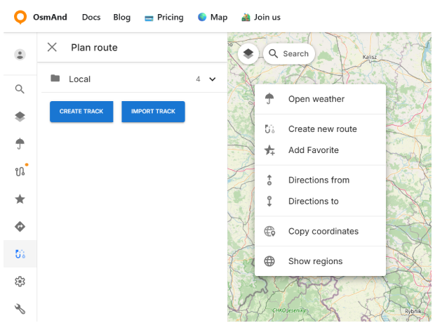 Créer un nouvel itinéraire web OsmAnd