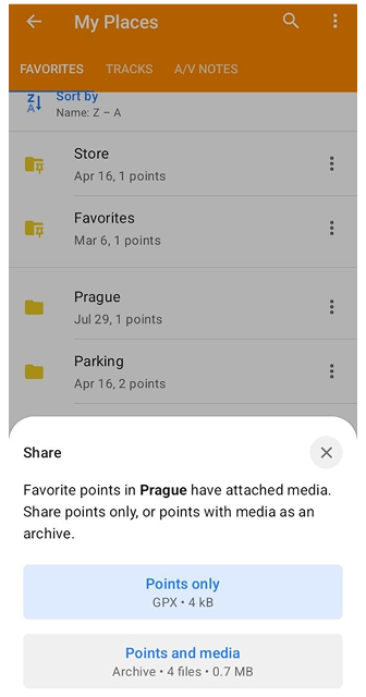 Fonctions du dossier de favoris Android