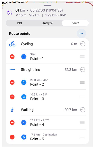 Planifier un itinéraire écran ios