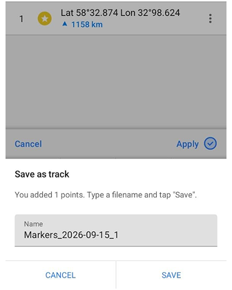 Salva punto inserimento coordinate Android 1