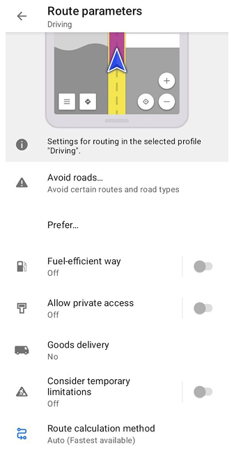 Impostazioni di navigazione auto Android
