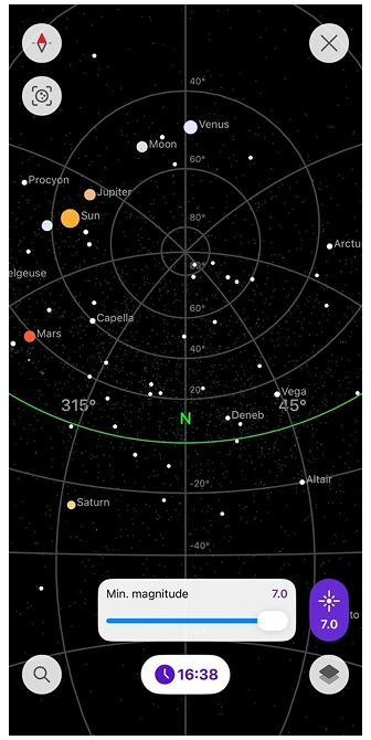Schermata mappa stellare