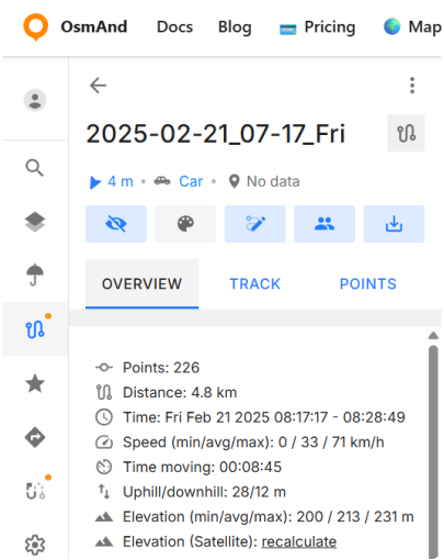 Menu Konfiguruj mapę Ścieżki