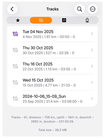 Moje miejsca z trasami w systemie iOS