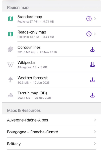 Mapy regionalne iOS