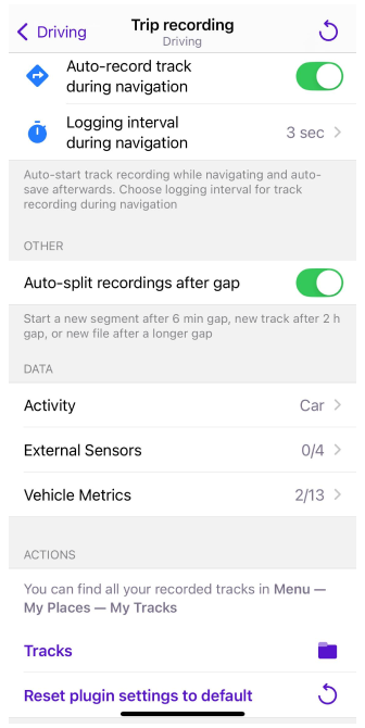 Configurando a gravação de viagem no iOS