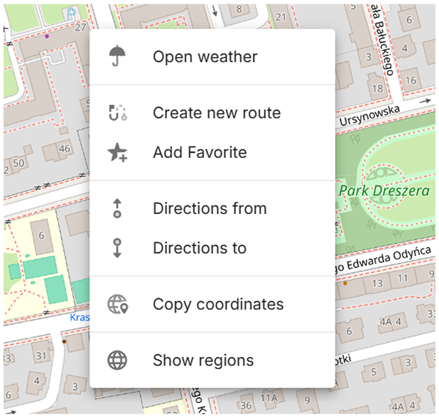 Map Context menu